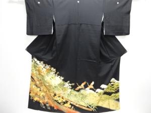 群鶴に笹・葡萄模様刺繍留袖（比翼付き）